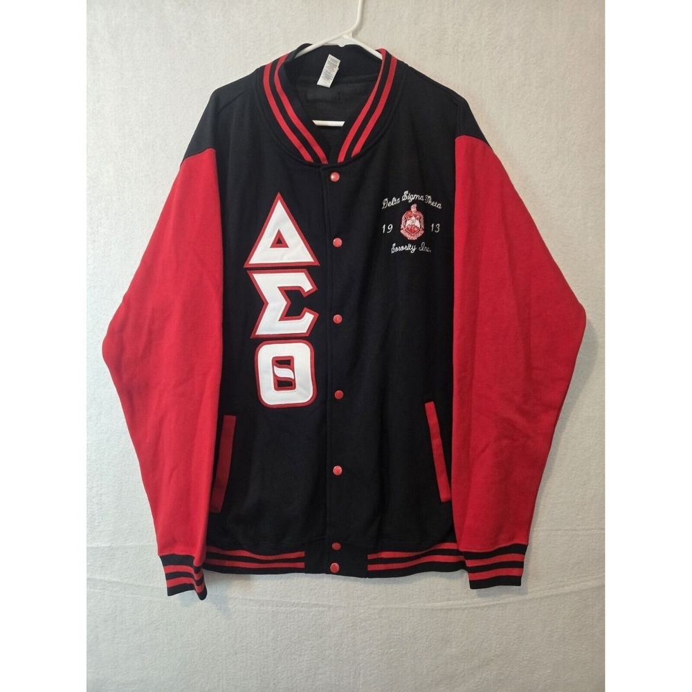 Delta Sigma Theta Sorority Jacket 3XL AWDIS Cotton Blend Red Black